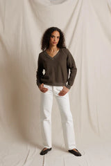 Perfectwhitetee Zuri Reverse V-Neck Sweater