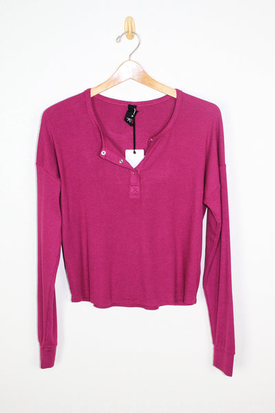 Bobi L/S Rib Snap Henley Top