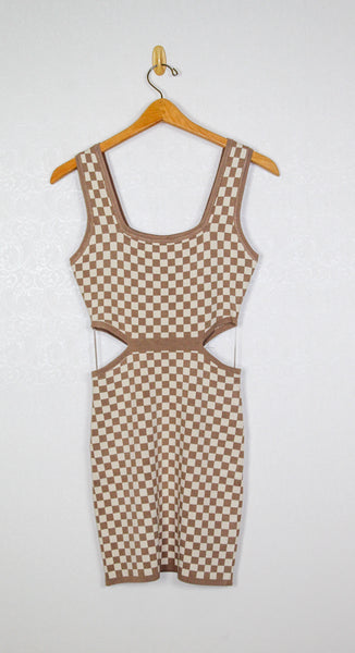 Sage La Femme Checkered Mini Dress