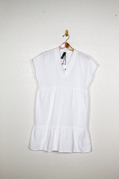 Bobi Drop Shoulder Tiered Dress